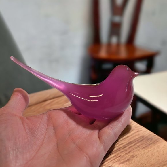 Mid Century Modern Modwing Bird Figurine 3d Resin Eames 60s Transparent Purple L - Picture 4 of 4